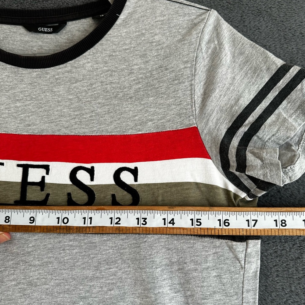 Guess BOYS GRAY STRIPED LOS ANGELES SHORT SLEEVE T-SHIRT SZ 16 - Picture 9 of 11